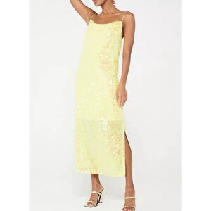 HUGO Hugo Boss Koniyo Stunning Yellow Sequin Evening Maxi Dress Sz. 4 NWT